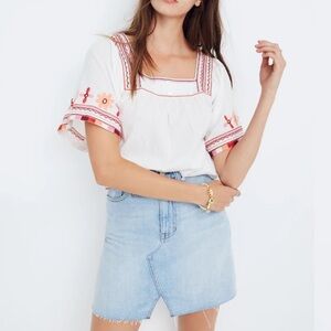 Cutout Edition Rigid Denim A-Line Mini Skirt